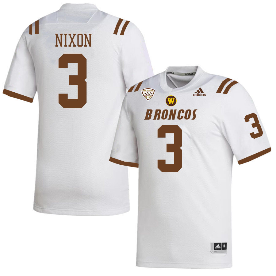 #3 Jaden Nixon Western Michigan Broncos College Football Jerseys Stitched-White